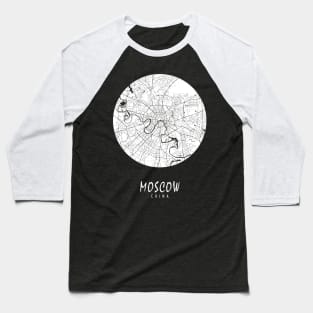 Moscow, Russia City Map - Full Moon Baseball T-Shirt